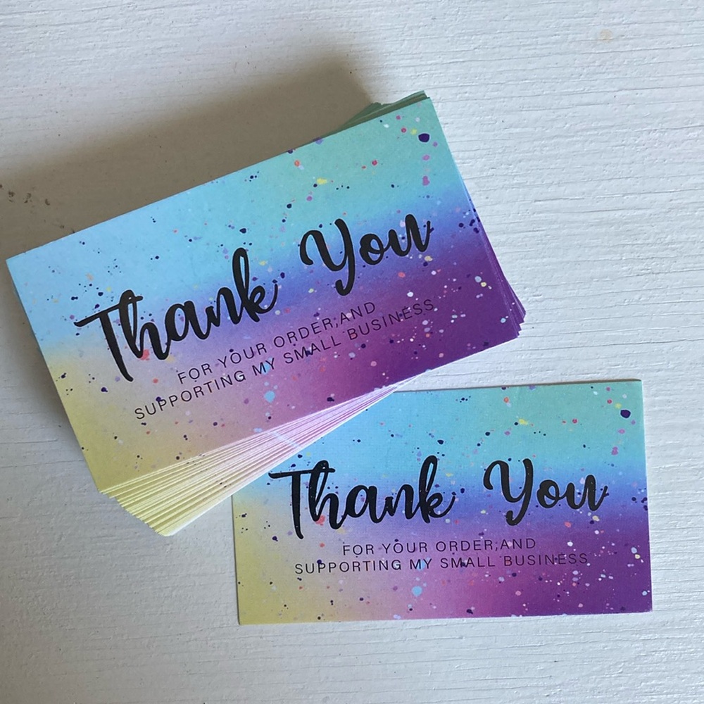 100 Confetti Thank You Cards 3.5x2”
